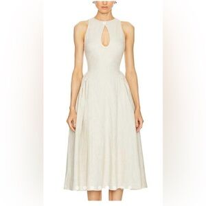 SEINA MIDI DRESS LPA IN NATURAL LINEN REVOLVE SMALL SIZE